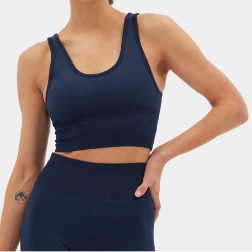 NWT Halfdays Navy Blue Fitted Crop Tank Top / sports bra